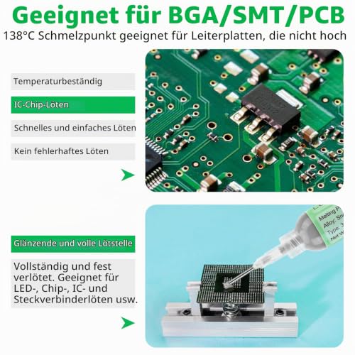 Syringe Soldering Paste, Soldering Paste Sn42Bi58, Lead-Free Low Temperature 138°C, 40g | Gruiqrd Lead Free Flux Solder Flux Tin Paste for BGA LED SMD SMT Solder (1.41oz)