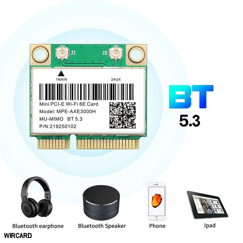 Teday WiFi 6E 3000Mbps Bluetooth 5.2 AX210HMW MPE-AXE3000H for Intel AX210 Wireless Mini PCI-E WiFi Card 802.11ax/ac 2.4G/5Ghz Adapter Than AX200