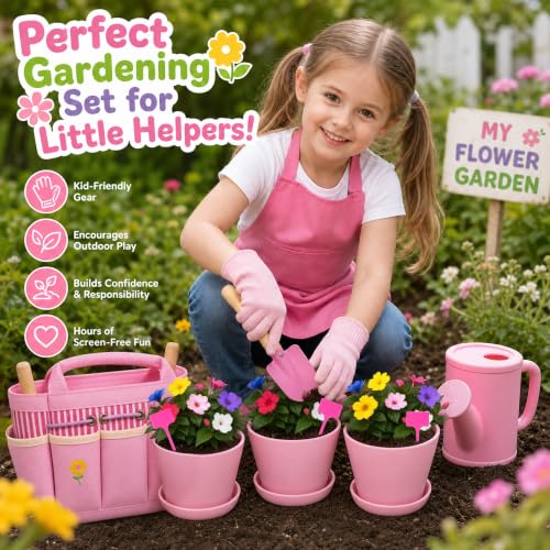 Rileryan 21 PCS Kids Gardening Tools Set Bug Catcher Kit for Kids Girls