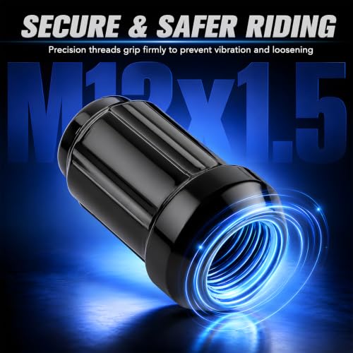 M12x1.5 Anti-Theft Spline Wheel Lug Nuts, 24-Pack with Socket