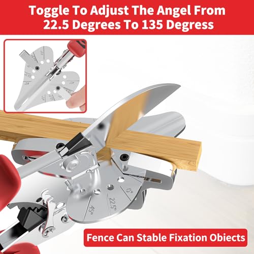 GARTOL Adjustable Ratchet Miter Shears, Precision Multi-Angle Cutter for Quarter Round, Shoe Molding & PVC Trim, 5 Interchangeable Anvils with SK5 Blade, Ideal for Home Renovation & DIY Crafts