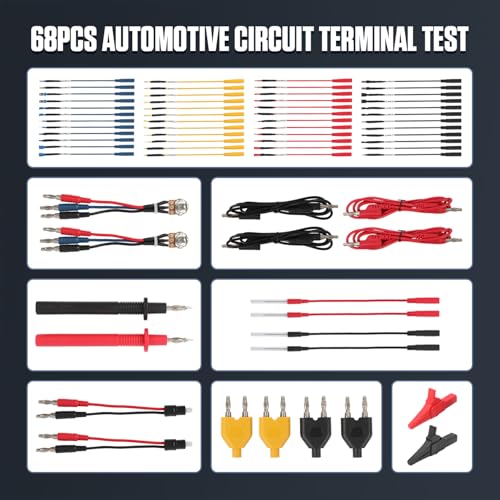 68PCS Automotive Circuit Test Leads Kit,Multimeter Terminal Test Leads Kit,Test Leads,Standard Probes,Alligator Clip,Banana Plug Adapters,SRS Connector