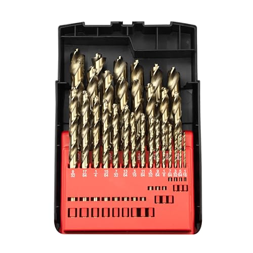29-Piece Cobalt Drill Bit Set Heavy-Duty Drill Bits for Steel, Hard Metal, Cast Iron (29pcs) Various Sizes (29-Piece Set)