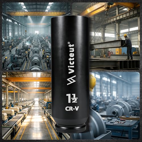 1/2" Drive 1-1/2" Extra Deep Impact Socket，6.3-Inch (160mm) Long，6-Point, Heat Treated Cr-V Alloy Steel, One-Piece Forged, No Torque Loss