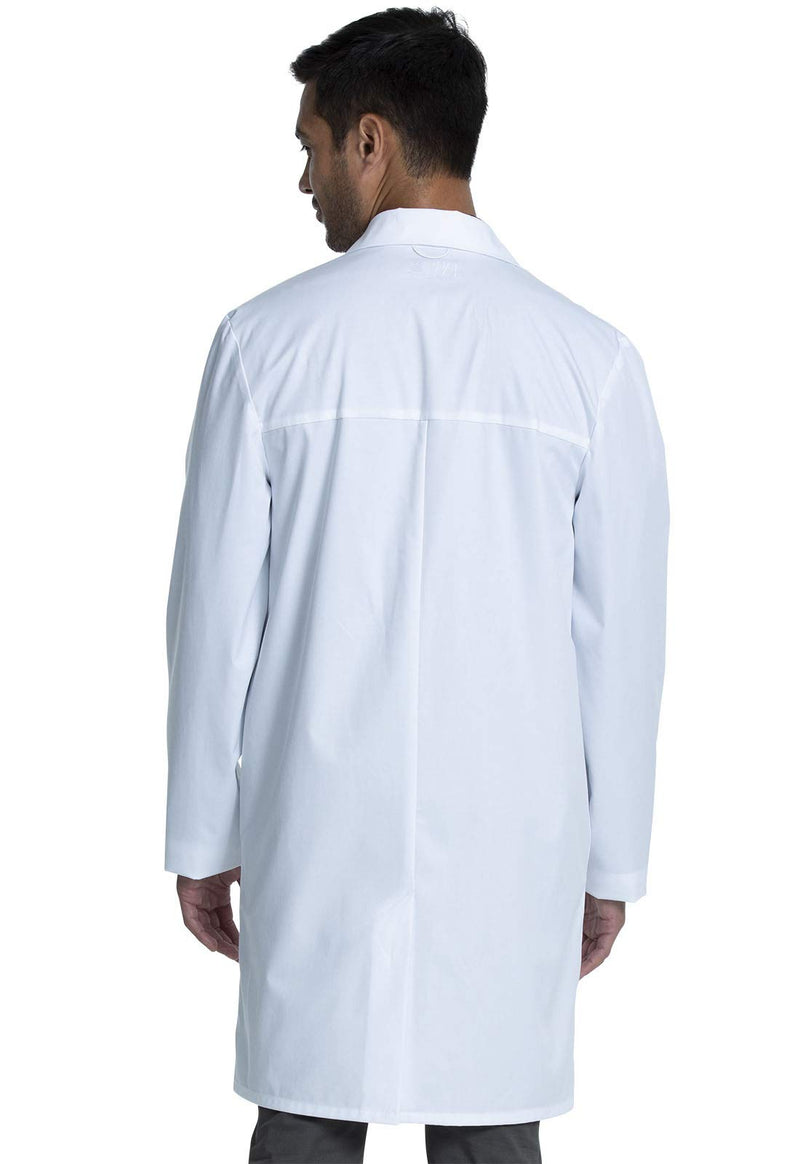 Cherokee Long Lab Coat for Men with Front Button Closure, 3 Pockets & Center back length 38" CK412 Standard Size 38" Medium White
