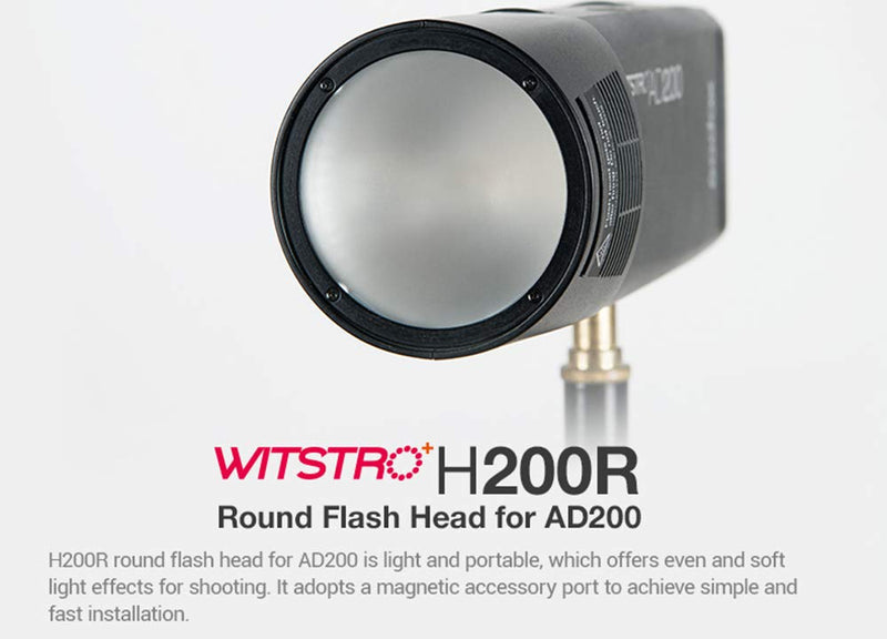 Godox H200R Round Flash Head Compatible for Godox AD200 Pro II AD200 Pro AD200 Pocket Flash, 200ws，Light and Portable