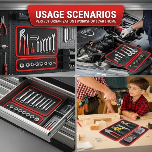 Upgraded 3 Pack Flexible Magnetic Tool Mat Set,Heavy Duty Magnetic Tray Pad