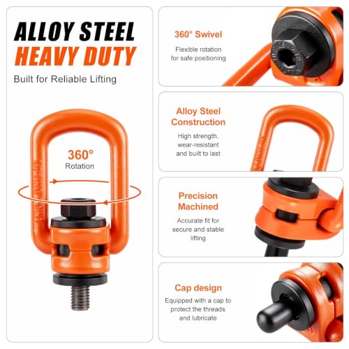 Flutesan 2 Pack M12 x 18 Swivel Eye Bolts Heavy Duty Swivel Hoist Rings