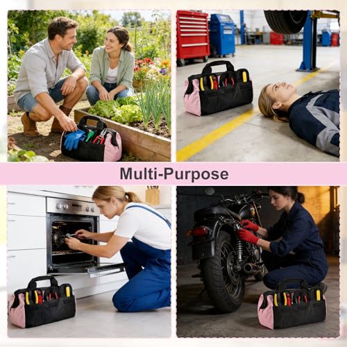 3 Pack Pink Tool Bag for Women, 13 Inch Water-Resistant Tool Organizer