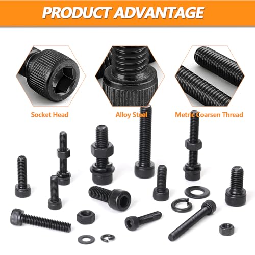 448 Pcs M5 M6 M8 Hex Socket Head Cap Bolts Kit, 16/20/30/40mm Black Screws M5/M6/M8 - 448PCS - FF