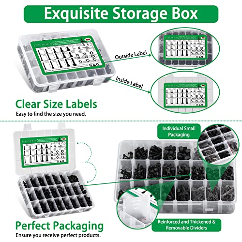 1500PCS Hex Socket Head Cap Screws Nuts and Washers Assortment, M2 M3 M4 M5 M6 and 1500PCS M2 M3 M4 M5 M6 Screw and Nut Assortment Hex Socket Flat Head Cap