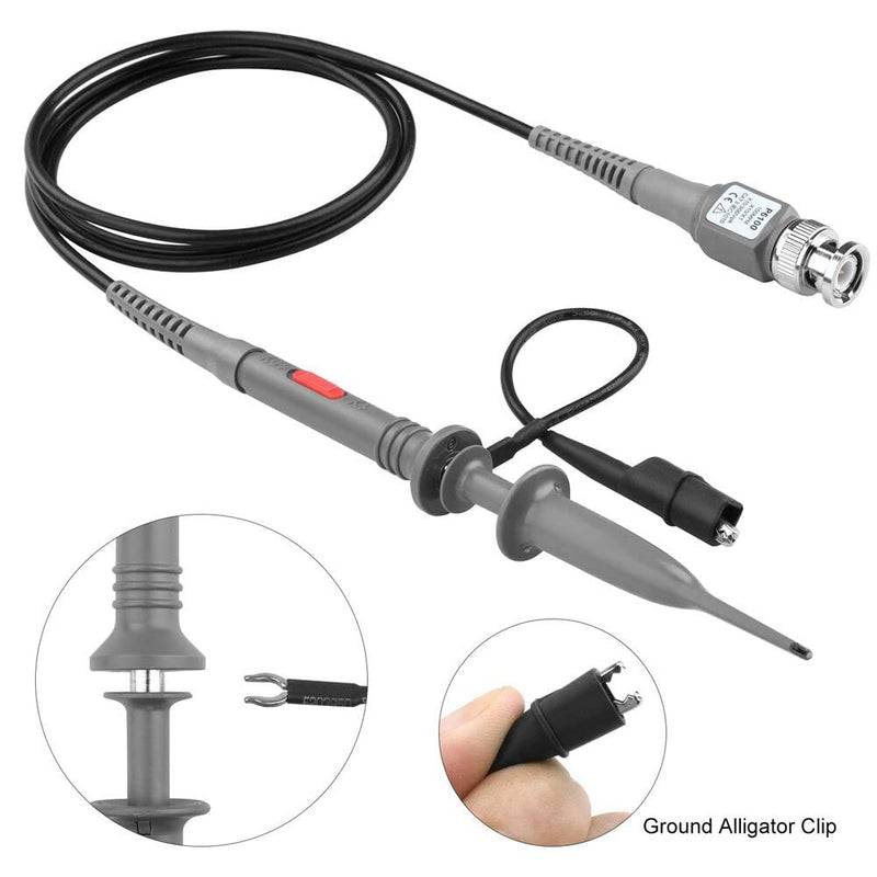 Pack of 2 oscilloscope probe kit, P6100 100MHz 10: 1 and 1: 1 precision BNC oscilloscope probe, switchable high-precision scope oscilloscope clip probes for oscilloscope