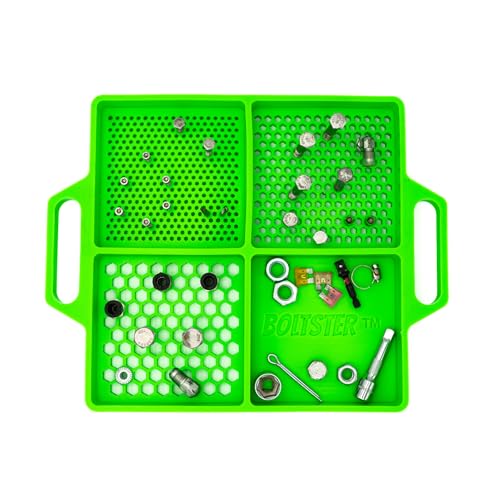 Boltster Flexible Silicone Tool Tray, Non Slip Organizer for Bolts, Screws, Fasteners and Parts, Heat and Chemical Resistant, for Garage, Automotive, Workshop & DIY - Green