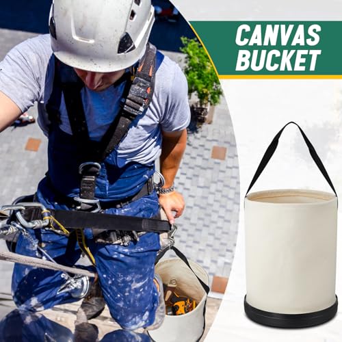 2 Pack Utility Canvas Tool Bucket 9" D x 14" H All Purpose Canvas Bucket Bag, Truck Tool Organizer with Plastic Bottom for Store Work Accessory