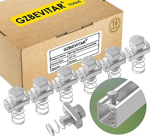 1/2"-13 Spring Channel Nut and Bolt - 16 Pack, 1/2″ Drive 3/4″ (19mm) Strut Channel Impact Socket