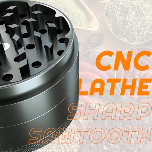 Grinder Crusher 4-Piece Set, 75mm Large Herb Grinder, Aluminum Alloy with Pollen Scraper for Spices, Herbs, Seasonings (Grey) Grey