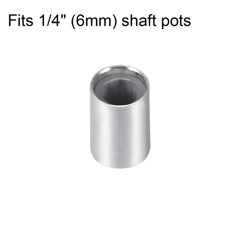 sourcing map 5pcs Aluminum Volume Control Potentiometer Knurled Shaft Rotary Knob 10mmx15mm Silver