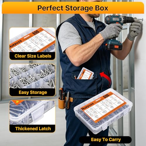 690PCS Wood Screws Assortment Kit, 304 Stainless Steel Screws