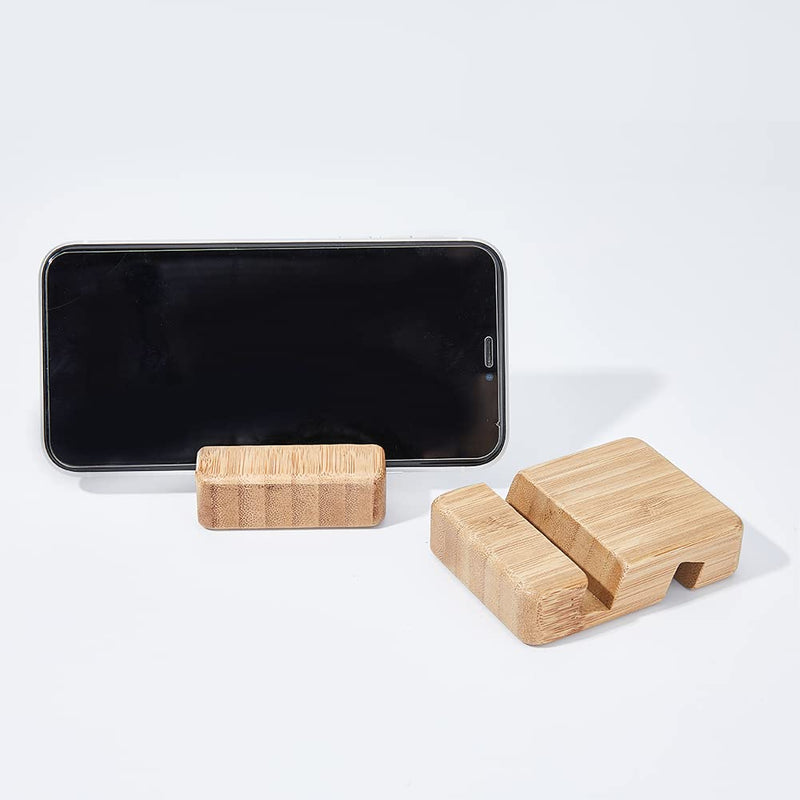 4Pcs Wood Mobile Phone Holder 3.15x2.36x0.81 Inch Minimalism Smartphone Dock Desktop Cell Phone Tablet PC Stand Double Sided Groove Universal Portable Tablets Holder Square Burlywood BurlyWood-Rectangle-4pcs