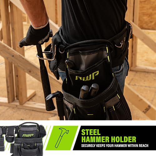 AWP Tool Belt Tool Rig, Durable Premium Utility Belt Organizer for Men & Women, Utility Work, Electrician, Mechanic Carpenter Tool Rig