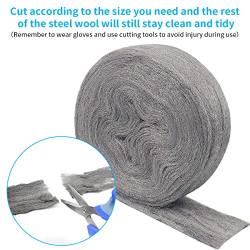 Steel Wool Roll, 60 FT Flexible Stainless Steel Wool Rolls Interstice Hole Filler, Barrier Wire Mesh Hole Fill Fabric, Control Gap Filter Keep Animals Away from Holes for House Garage 60FT