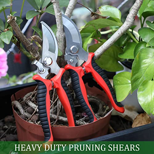 6 Pcs Garden Pruning Shears Heavy Duty Gardening Scissors,Red Black Red Black