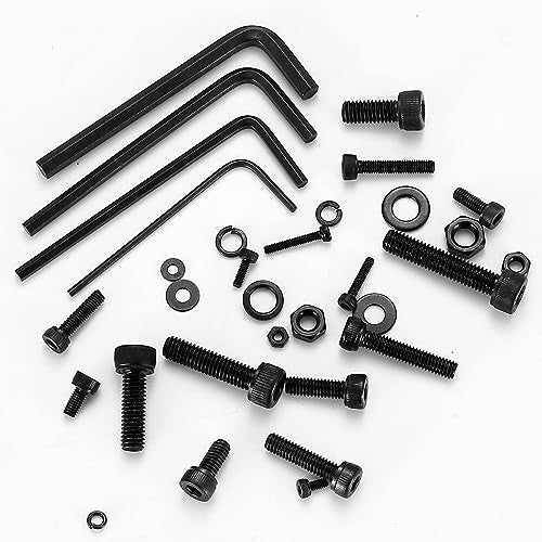 1680 Pcs M2 M3 M4 M5 Metric Hex Head Bolts and Nuts and Washers Set, Hex Socket Head Cap Screws Bolts and Nuts and Washers Assortment Kit, Black Machine Screws Set 1680