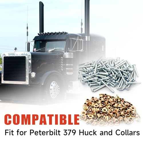 MGP98T-R6-10G MGCS-R6U 100Pcs 3/16" Medium Rivet Kit Fit for Peterbilt 379 Hood Main Panel and Flange Ring for Peterbilt 379 Huck and Collars