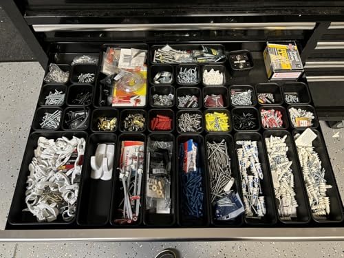 Gonice 30PCS Drawer Organizer Bins,Black Desk Drawer Organizer Tray 30 PCS black