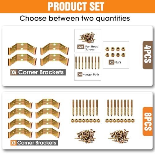 Kerf Mount Corner Bracket, Set of 4 Surface Mount Corner Bracket for Table Aprons, Connection Table Top, Legs, Frame, Repairing or Building Table (8) 8