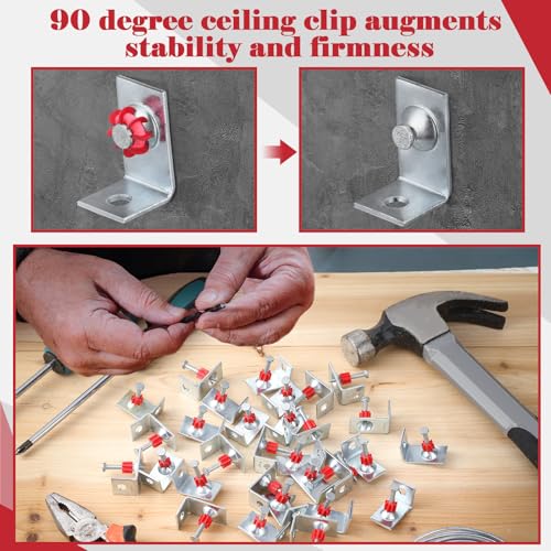 MorningRo 100 Pcs Powder Actuated Drive Pins 1-1/4" 90 Degree Ceiling Clip