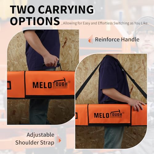 MELOTOUGH Small Tool Holder, Min Work Organizer Tool Pouch and Knife Holder with Snap Clip,Track Saw Guide Rail Bag Padded Protection for Saw Guide Rail up to 59"(Orange)