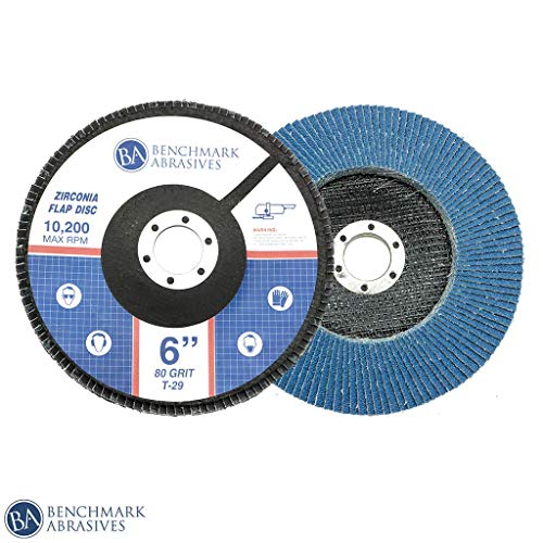 Benchmark Abrasives 6" x 7/8" Zirconia Type 29 Flap Discs, 80 Grit