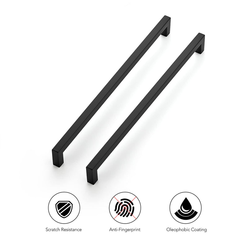 Ravinte 5 Pack 12-3/5 Inch Kitchen Square Cabinet Handles Matte Black Pulls Black Drawer Pulls Kitchen Cabinet Hardware for Cupboard Drawer Handles
