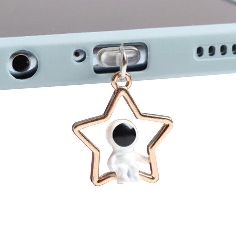 Gold Cute Astronaut Dust Plug Charm Cute Charge Port Anti Dust Plug USB Type C Plug for Earphone Jack Stopper Cap Penda X5m2, Cell Phone Anti-Dust Plugs, Maintenance, Upkeep and Repairs