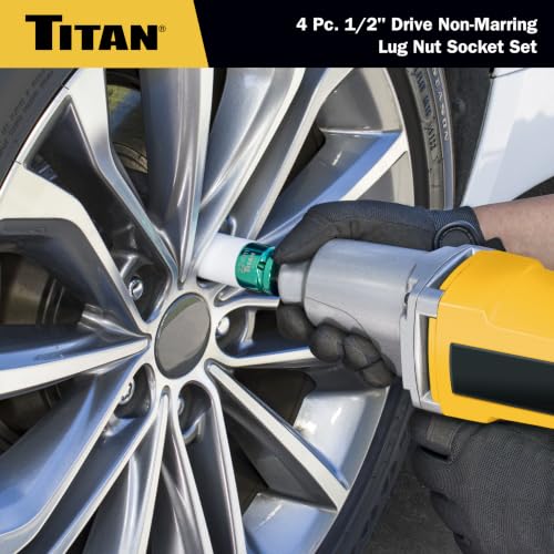 Titan 21095 4-Piece 1/2-Inch Drive Non-marring Impact Deep Lug Nut Socket Set 4pc Set
