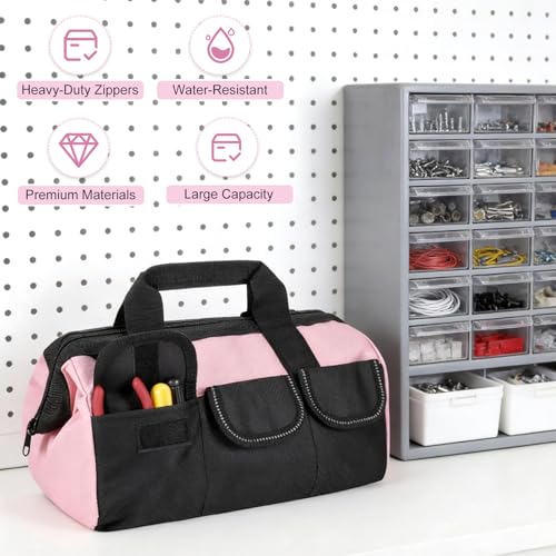 3 Pack Pink Tool Bag for Women, 13 Inch Water-Resistant Tool Organizer