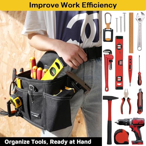 MELOTOUGH Tool Belt Pouch with Detachable Hammer Holster for Electrician, Carpenter, Construction