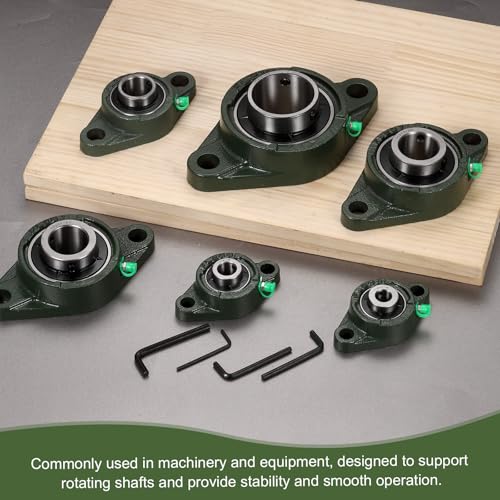 sourcing map UCFL205 Pillow Block Bearings, 25mm Bore Self Alignment, Solid Cast Iron Base, Chrome Steel Flange Mounted Pillow Block Ball Bearing, (ABEC3) UCFL205 (25mm)