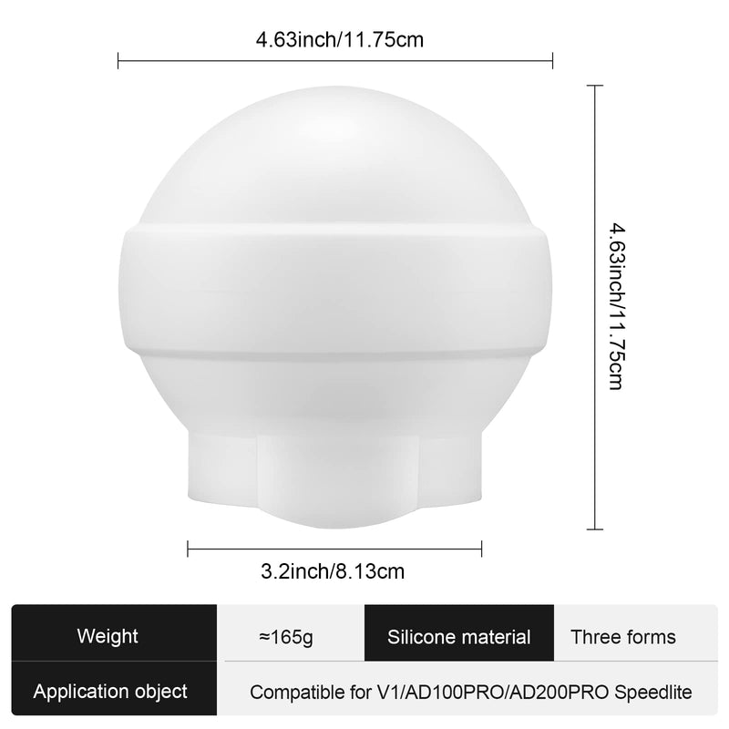 Godox AK-R22 Dome Diffuser, Flash Diffuser Modifier Compatible for Godox V1 Flash Series/AD100Pro Speedlite, Use with Godox H200R Round Flash Head for AD200/AD200Pro Monolight
