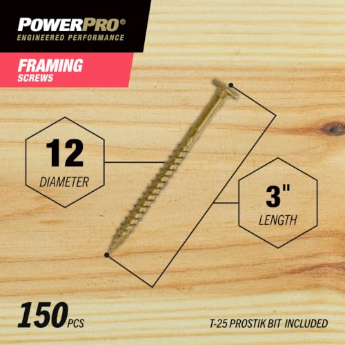 Power Pro Framing Screws, #12 x 3in, 150 Pieces, Bronze #12 x 3 inch 150pc