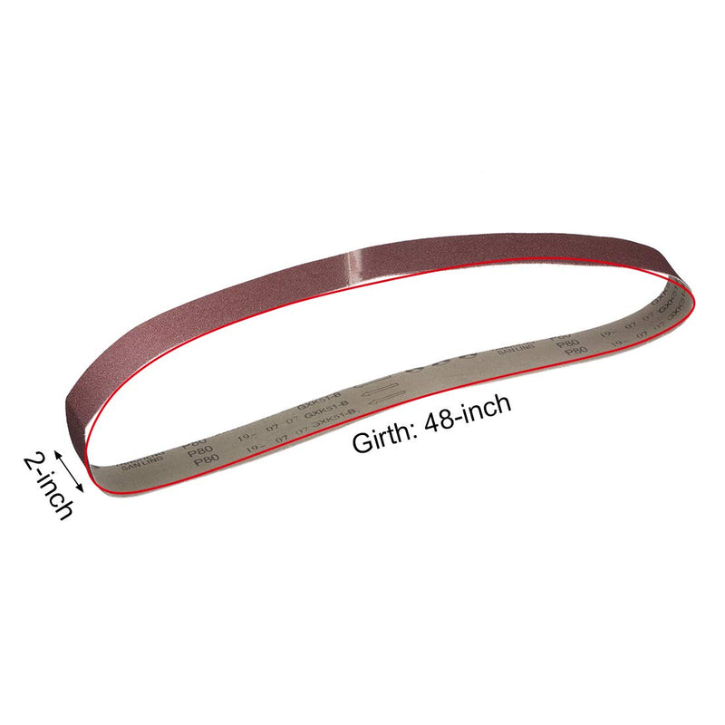 sourcing map 12 pieces sanding belt sandpaper aluminum oxide | 2 inches x 48 inches 50 mm x 1220 mm, 80 sand grit