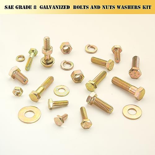 ZTF Bolts and Nuts Assortment Kit，1/4-20 5/16-18 3/8-16 SAE Nuts and Bolts gold-1/4-20 5/16-18 3/8-16 Sae bolts
