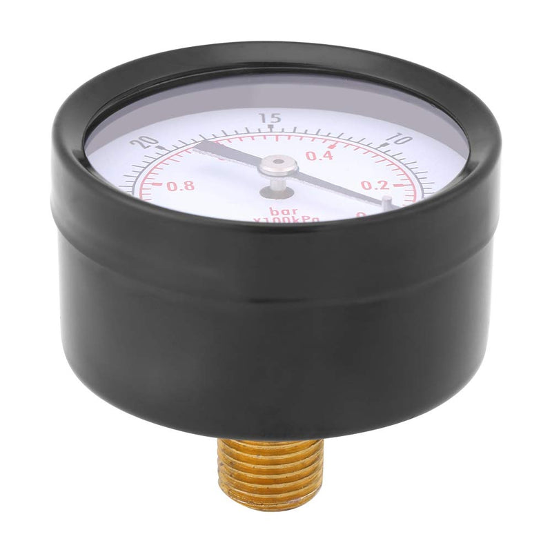 Oumefar 0-30inHg vacuum pressure gauge 0-1bar 50mm mini dial air vacuum pressure gauge 1/4" BSPT thread pressure gauge 1/4 inch BSPT rear mounting