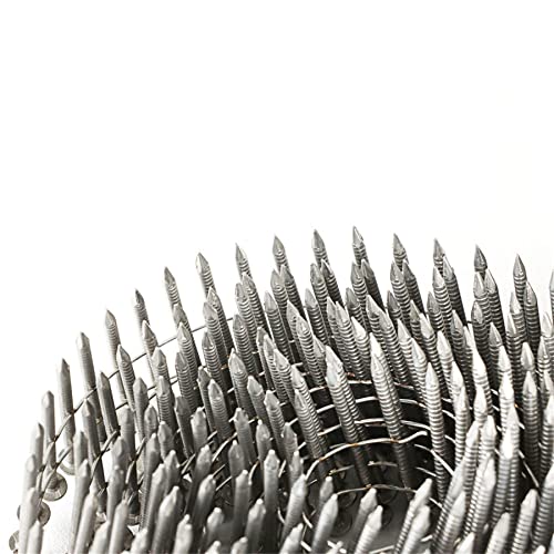 marddpair 1200 Count 1-1/2-Inch x .090-Inch 15-Degree Ring Shank Stainless Steel Siding Nails Collated Wire Coil Nails for Board Siding