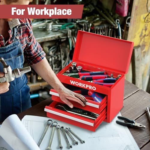 DuraTech 15" Metal Tool Box - Gifts for Dad & WORKPRO Mini Metal Tool Box