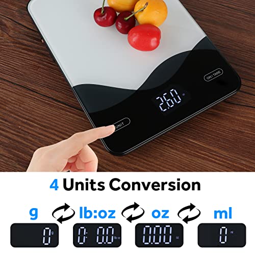 Chargeable Digital Kitchen Food Scale - AIMILAR LED Display 22lb Food Weight Scales for Baking Cooking USB-C Rechargeable Ounces and Grams 1g/0.1oz Tempered Glass XX