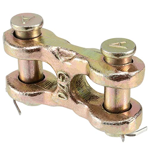 SEUNMUK 4 Packs 3/8 Inch Double Clevis, Zinc-Plated Safety Twin Clevis, G70 Forged Chain Repair Links, WLL 6600 lbs, Golden