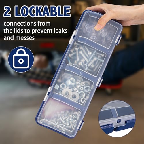 Hushee 4 Pcs Screw Organizer Box with Lid 4 Compartments, Blue 1