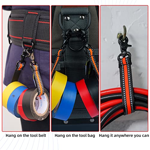 MELOTOUGH Magnetic Suspenders Tool Belt Suspenders with Large Moveable Phone Holder, Pencil Holder, Electrical Tape Holder Tape Thong with Trigger Snap Hook for Tool Belt, Tool Pouch, Tool Bag(Orange)